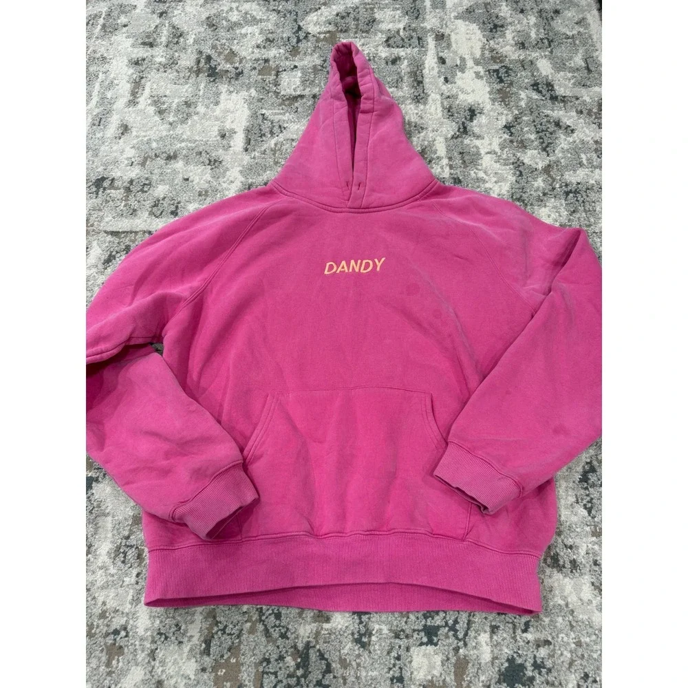 Dandy Worldwide Pink Lets Watch The Sunset Embroidered Hoodie Mens Size M